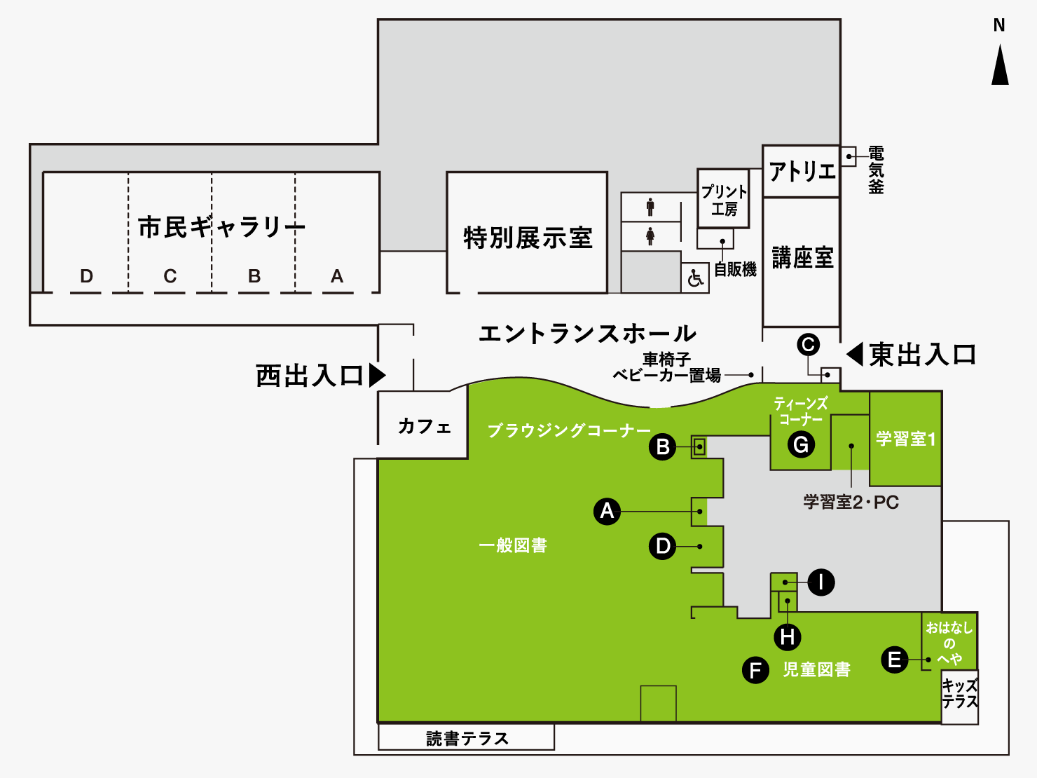 図書館フロアガイド 図書館 まなびあテラス